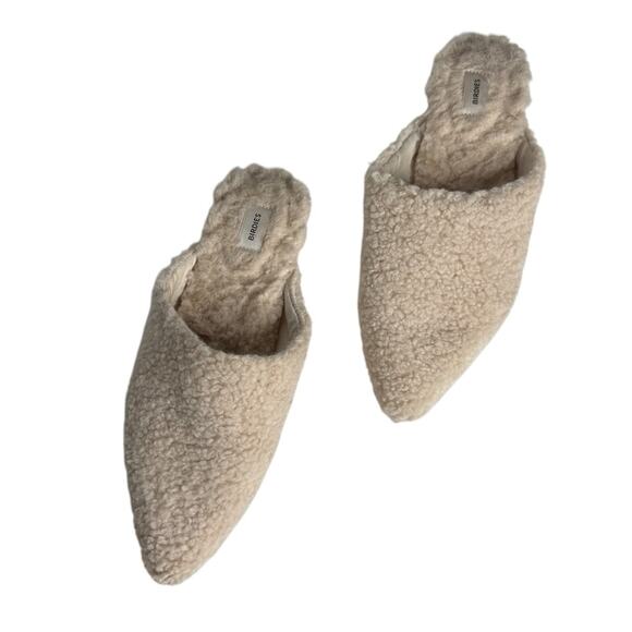 Birdies The Lark Ivory Faux Shearling Slides Cream Mules Women’s Size 8 - Picture 1 of 11